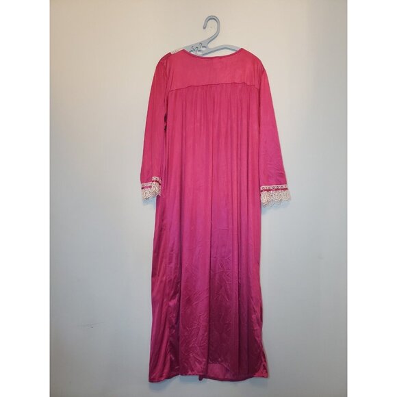 Vtg Lady Camille Womens Plus Sz 1X Pegnoir Robe Open Front Pink 3/4 Sleeve Lace - Picture 2 of 6
